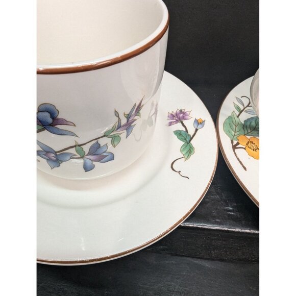 Woodhill by Citation Floral Design Flat Coffee Cup and Saucer Set of 2 - Picture 7 of 11